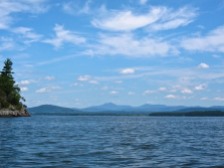 A paddler's view of Camel's Hump from the New York shore of Lake Champlain.
