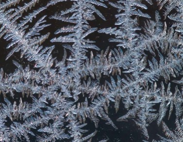 Another shot of frost crystals formed on the inside of our barn windows.
