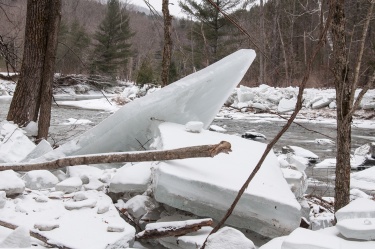 Another view of ice blocks from the last thaw along the Huntington River at the Audubon Center.